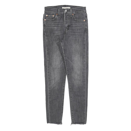 LEVI'S Womens Jeans Grey Slim Skinny Denim Raw Hem W25 L26 Stylish