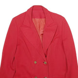 Womens Red Button Plain Jacket L Woven Classic Tailored Blazer Style