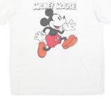 DISNEY Mens White Mickey Mouse Graphic T-Shirt M Short Sleeve Crew Neck