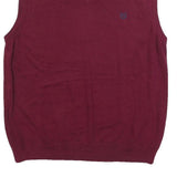 CHAPS Mens Maroon Plain V-Neck Basic Knit L Cotton Sleeveless Jumper Vest