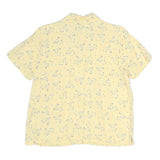 FREEPORT Womens Yellow Floral Button Short Sleeve Shirt M Lightweight Summer Top