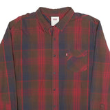 LEVI'S Mens Red Brown Check Shirt XL Button-Down Collar Cotton Casual