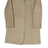 Womens Beige Faux Shearling Button Jacket S Polyester Blend Warm Stylish