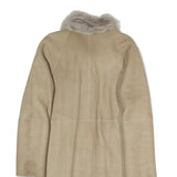 Womens Beige Faux Shearling Button Jacket S Polyester Blend Warm Stylish