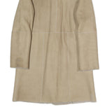 Womens Beige Faux Shearling Button Jacket S Polyester Blend Warm Stylish