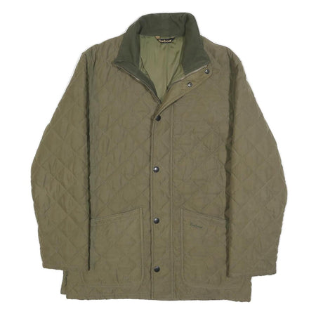 BARBOUR Mens Green Quilted Jacket M Polyester Blend Zip Classic Outdoor