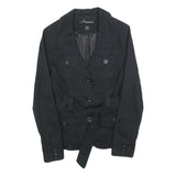 AMISU Womens Black Cotton Blend Button Jacket XS Casual Utility Style