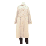 Womens Beige Button Front Classic Jacket S Polyester Blend Plain Button Closure