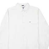 TOMMY HILFIGER Mens White Classic Button-Down Shirt L Cotton Blend Casual Formal