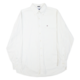 TOMMY HILFIGER Mens White Classic Button-Down Shirt L Cotton Blend Casual Formal