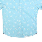 LEE Mens Blue Cotton Blend Short Sleeve Shirt M Casual Summer Lightweight
