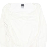 NIKE Womens White Cotton Blend Long Sleeve Top Round Neck M Casual