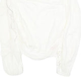 NIKE Womens White Cotton Blend Long Sleeve Top Round Neck M Casual