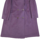 BAUER Womens Purple Wool Blend Button Jacket M Classic Plain Button Fastening