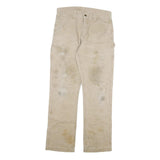 CARHARTT Mens Cotton Blend Beige Relaxed Straight Trousers W30 L32 Workwear Zip