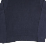 POLO RALPH LAUREN Mens Navy Blue Plain Cotton Blend Jumper Half Zip L Classic
