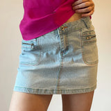 W&W Mini Denim Skirt - 32W UK 12 Blue Cotton