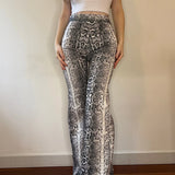 Animal Print Unbranded Flared Trousers - 24W UK 6 Grey Cotton Blend