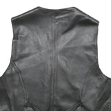 CASUCCI Mens Black Leather Waistcoat L Leather Plain Button Closure Stylish