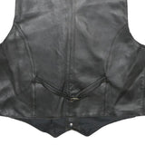 CASUCCI Mens Black Leather Waistcoat L Leather Plain Button Closure Stylish