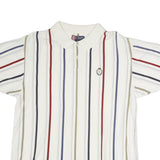 CHAPS RALPH LAUREN Mens White Striped Short Sleeve Polo Shirt L Classic Cotton
