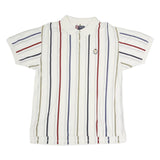 CHAPS RALPH LAUREN Mens White Striped Short Sleeve Polo Shirt L Classic Cotton