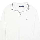 NAUTICA Mens White Pullover Plain Crew Neck Basic Knit Jumper XL Cotton