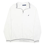 NAUTICA Mens White Pullover Plain Crew Neck Basic Knit Jumper XL Cotton
