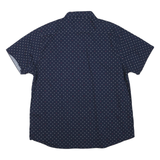 LEE Mens Navy Blue & Red Patterned Cotton Blend Shirt 2XL Short Sleeve Button