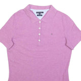 TOMMY HILFIGER Womens Pink Short Sleeve Plain Polo Shirt M Classic Fit