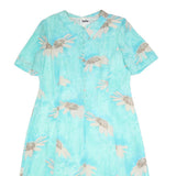 TULLO Womens Blue Floral Day Dress Woven Short Sleeve Knee Length XL Button