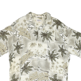 CAMPIA Mens Beige & Brown Rayon Hawaiian Shirt L Short Sleeve Tropical Print