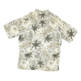 CAMPIA Mens Beige & Brown Rayon Hawaiian Shirt L Short Sleeve Tropical Print