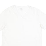 CALVIN KLEIN Mens White V-Neck T-Shirt XL Plain Cotton Blend Casual Summer