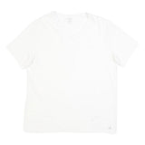 CALVIN KLEIN Mens White V-Neck T-Shirt XL Plain Cotton Blend Casual Summer