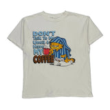 Single Stitch Garfield Tultex Cartoon T-Shirt - Large White Cotton