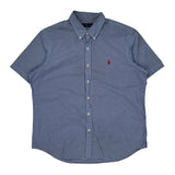 Ralph Lauren Checked Short Sleeve Shirt - XL Blue Cotton