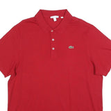 LACOSTE Mens Red Short Sleeve Plain 2XL Polo Shirt Cotton Blend Casual