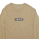 LEVI'S Mens Beige Long Sleeve Crew Neck Cotton Blend T-Shirt L Logo Print