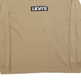 LEVI'S Mens Beige Long Sleeve Crew Neck Cotton Blend T-Shirt L Logo Print