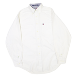 TOMMY HILFIGER Mens White Button-Down Shirt S Classic Cotton Blend Long Sleeve