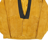 PADMA Mens Yellow & Black Leather Button Jacket XL Suede Outerwear