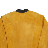 PADMA Mens Yellow & Black Leather Button Jacket XL Suede Outerwear