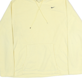 NIKE Womens Yellow Pullover Hoodie L Small Logo Cotton Blend Casual