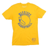 MITCHELL & NESS Mens Yellow Warriors Basketball T-Shirt M Short Sleeve Crew Neck