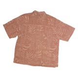 BERMUDA BAY Mens Brown & Beige Pattern Cotton Shirt L Casual Short Sleeve