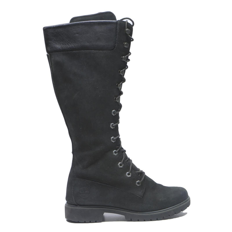 TIMBERLAND Tall Lace-Up Womens Black Synthetic Boots UK 4.5 Winter Fashion