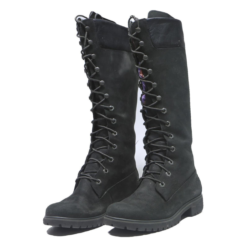 TIMBERLAND Tall Lace-Up Womens Black Synthetic Boots UK 4.5 Winter Fashion