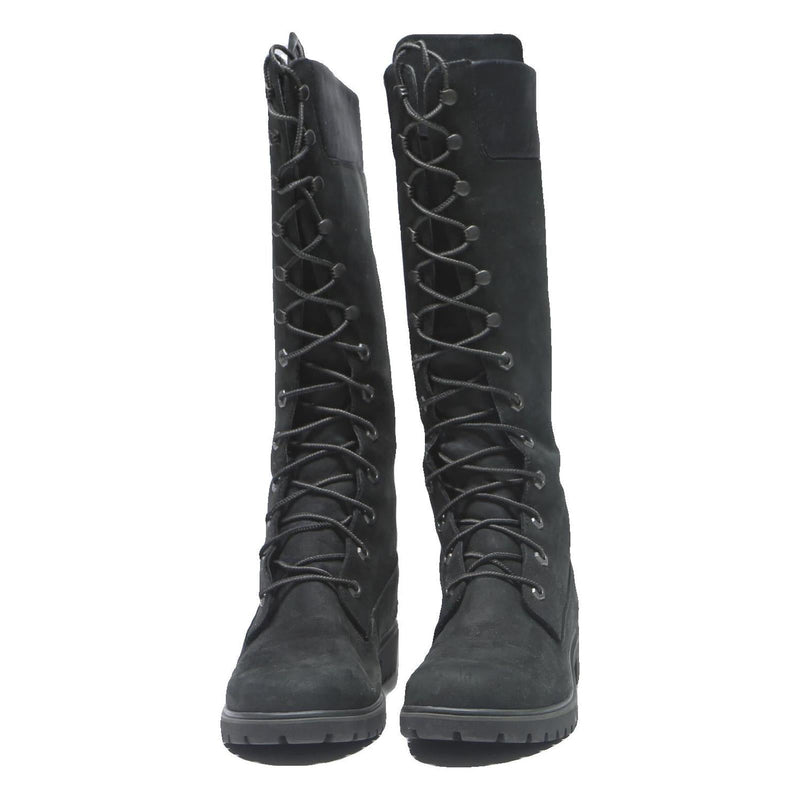 TIMBERLAND Tall Lace-Up Womens Black Synthetic Boots UK 4.5 Winter Fashion