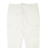 ASOS Mens White Relaxed Cargo Trousers W38 L27 Button Closure Casual Lightweight